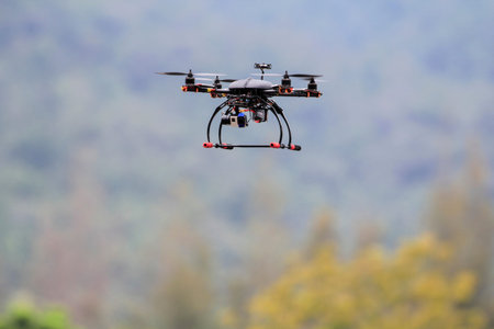 Drone flying with video camera