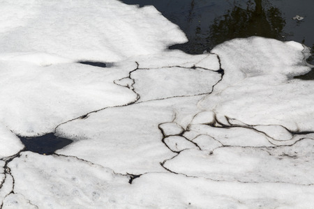 Water pollution in riverの写真素材