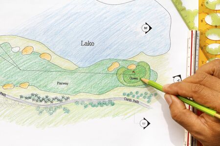 Landscape architect design golf course planの写真素材