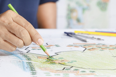 Landscape Designs Blueprints For Resort.の写真素材