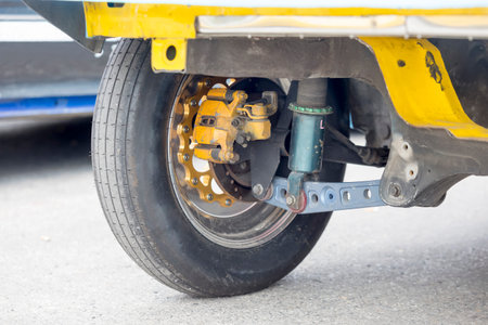 Rear wheel of Drag racing type production car front wheel driveの写真素材