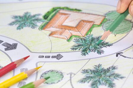 Landscape Designs Blueprints For Resort.の写真素材