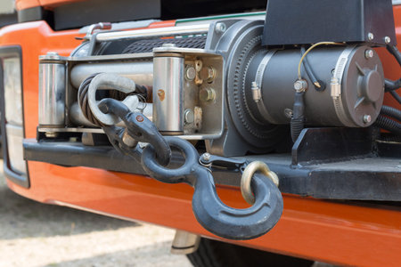 winch on front of rescue truckの写真素材
