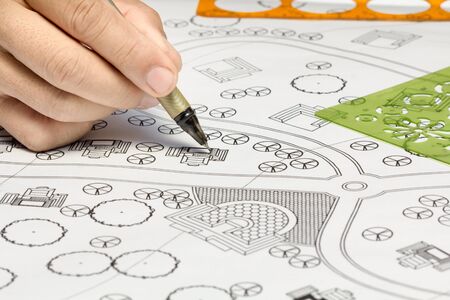 Landscape Designs Blueprints For Resort.の写真素材