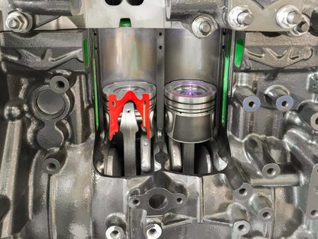 Diesel Engine piston cross section , display inside materials.