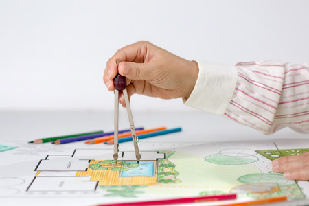 Landscape architect design backyard plan for villaの写真素材