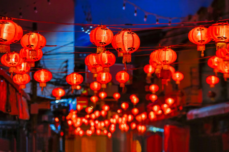 Chinese new year lanterns in chinatown.の写真素材