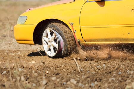 Driving emergency, Tyre blowout, burst tyresの写真素材