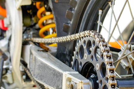 Chain and sprocket of motocross bikeの写真素材