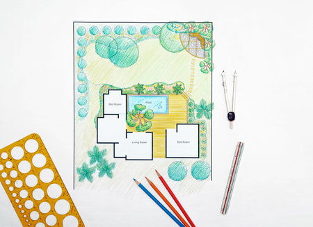 Landscape architect design backyard plan for villa