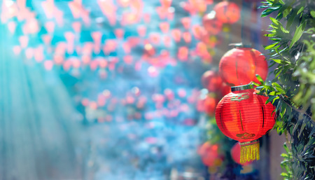 Chinese new year lanterns in china town.の写真素材