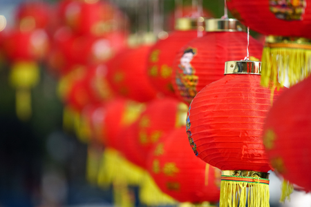 Chinese new year lanterns in chinatown.の写真素材