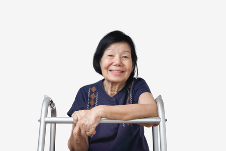 Happy asian woman relaxing at home , isolate on white background.の写真素材