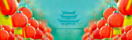 Chinese new year lanterns in chinatown.の写真素材