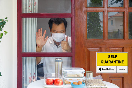 Food delivery for Self-isolation and self-quarantine to help stop the spread of coronavirus (COVID-19) , while you wait for test results.の写真素材