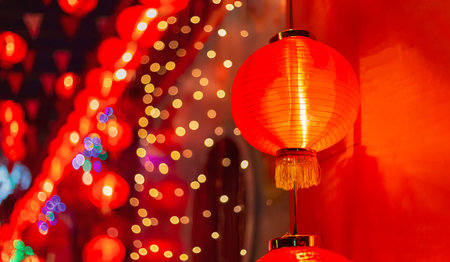 Chinese new year lanterns in chinatown.の写真素材