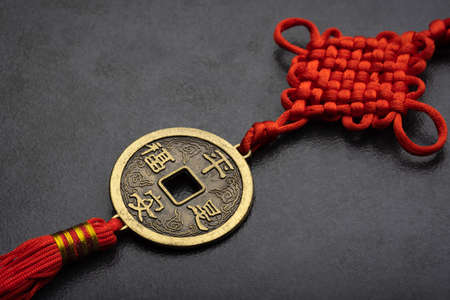 Chinese Knots for Door and Car Decoration ,Blessing text meaning Good fortune , safe and peaceful.の写真素材