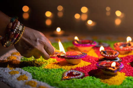 Diwali is a festival of lights celebrations by Hindus , Jains, Sikhs and some Buddhistsの写真素材