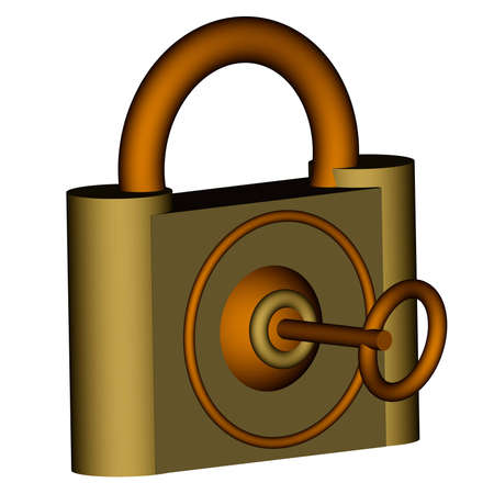 3d padlock with key の写真素材
