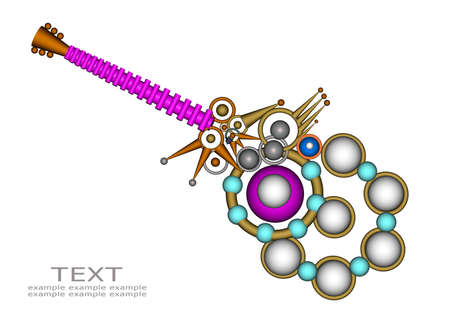 3d Abstract Guitar design on white background の写真素材