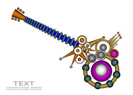 3d Abstract Guitar design on white background の写真素材