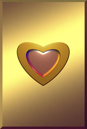 Gold heart background space for text の写真素材