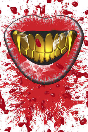 A vampire mouth sucks bloodの写真素材