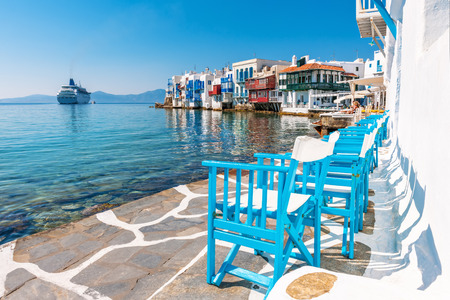 Little Venice on Mykonos Island, Cyclades, Greeceのeditorial素材