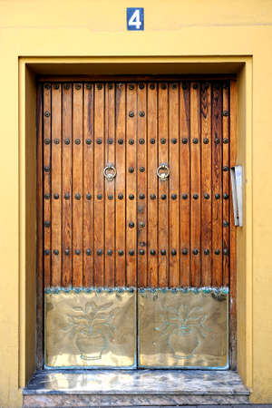 Andalusian door in Seville, Spain, Europeの写真素材