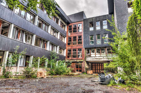 Abandoned and vandalized hospitalの写真素材