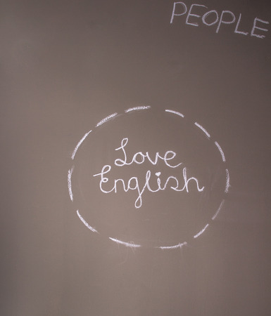 love English written on the grey brown wallの写真素材