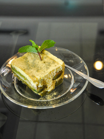Tera Mitsu Green Tea Cake on the discの写真素材