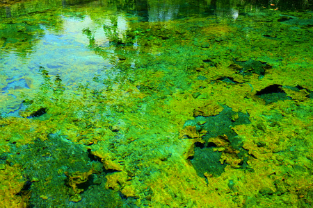 Color full mineral water in hot spring.の写真素材