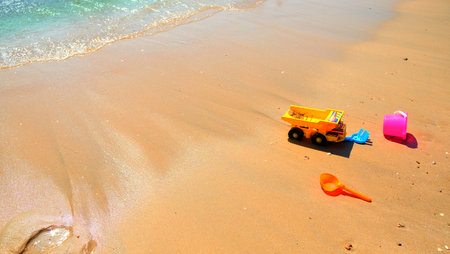 kids's toy of play on the beach. Feeling child. memories,Thailand