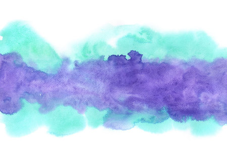 Abstract blue ocean and purple watercolor hand painting background for decoration on about magical and beauty fashion artwork.の写真素材
