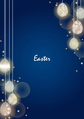 Easter egg party light frame on night sky background for decoration on Easter night party.のイラスト素材