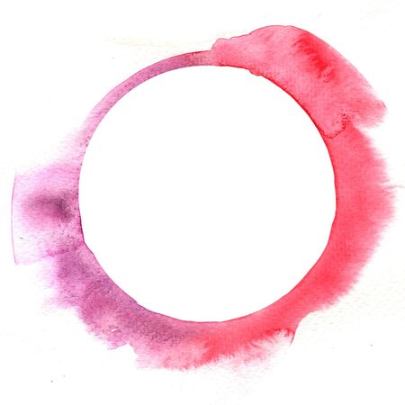 Abstract red and purple watercolor hand painting banner outer of circle shape for decoration artwork.の写真素材