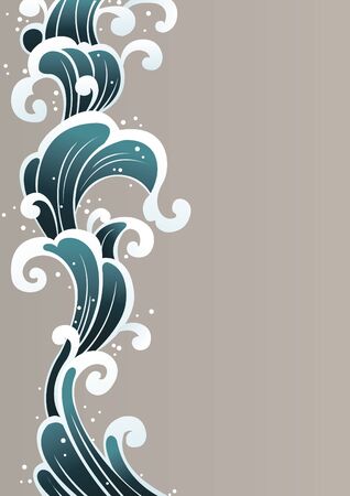 Ocean wave in oriental style border vector for decoration on Asia artwork theme design.のイラスト素材