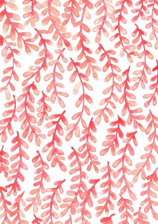 Romantic pink fern frame watercolor hand painting background for decoration on Valentine's day and wedding events.の写真素材