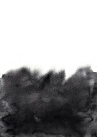 Abstract black brush stroke watercolor hand painting frame background.の写真素材
