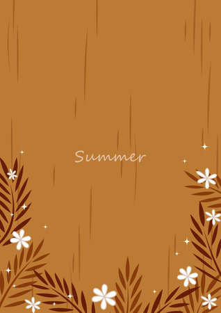 Coconut leaves with flower flat design frame vector background for decoration on vintage summer holiday.のイラスト素材