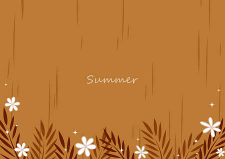 Coconut leaves with flower flat design frame vector background for decoration on vintage summer holiday.のイラスト素材