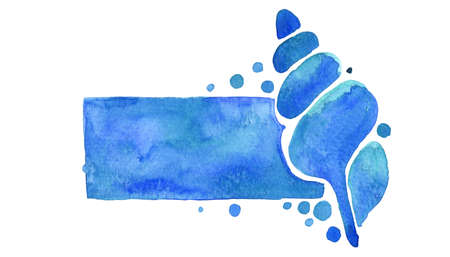 Sea shell and rectangle copy sapce watercolor hand painting for decoration on seafood and summer holiday theme concept.の写真素材