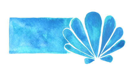 Sea shell and rectangle copy sapce watercolor hand painting for decoration on seafood and summer holiday theme concept.の写真素材