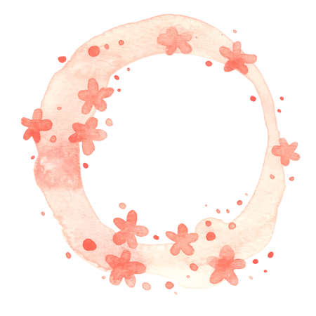 Flower blossom pink color wreath watercolor for decoration on spring season, girl theme concept, wedding and Valentine's day.のイラスト素材