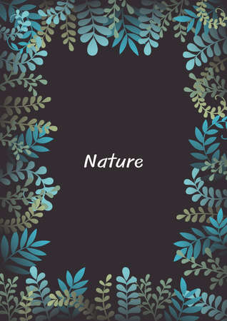 Fern, ivy and weed frame vector for decoration on tropical forest and nature concept.のイラスト素材