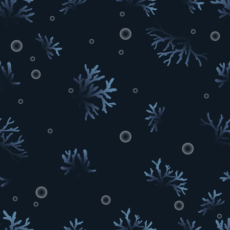 Coral reef with bubble seamleass pattern vector for decoration on ocean and coastal living style concept.のイラスト素材