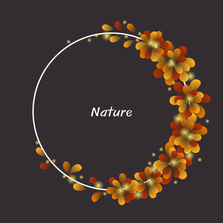 Colorful of Autumn leaves wreath vector for decoration on Autumn season, natural and Thanksgiving festival.のイラスト素材