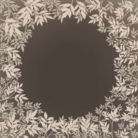 White plants frame drawing frame on brown background for decoration on Autumn season and Thanksgiving festival.の写真素材