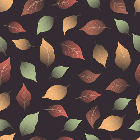 Colorful fall leaves seamless pattern vector for decoration on Autumn season, Thanksgiving festival and natural concept.のイラスト素材